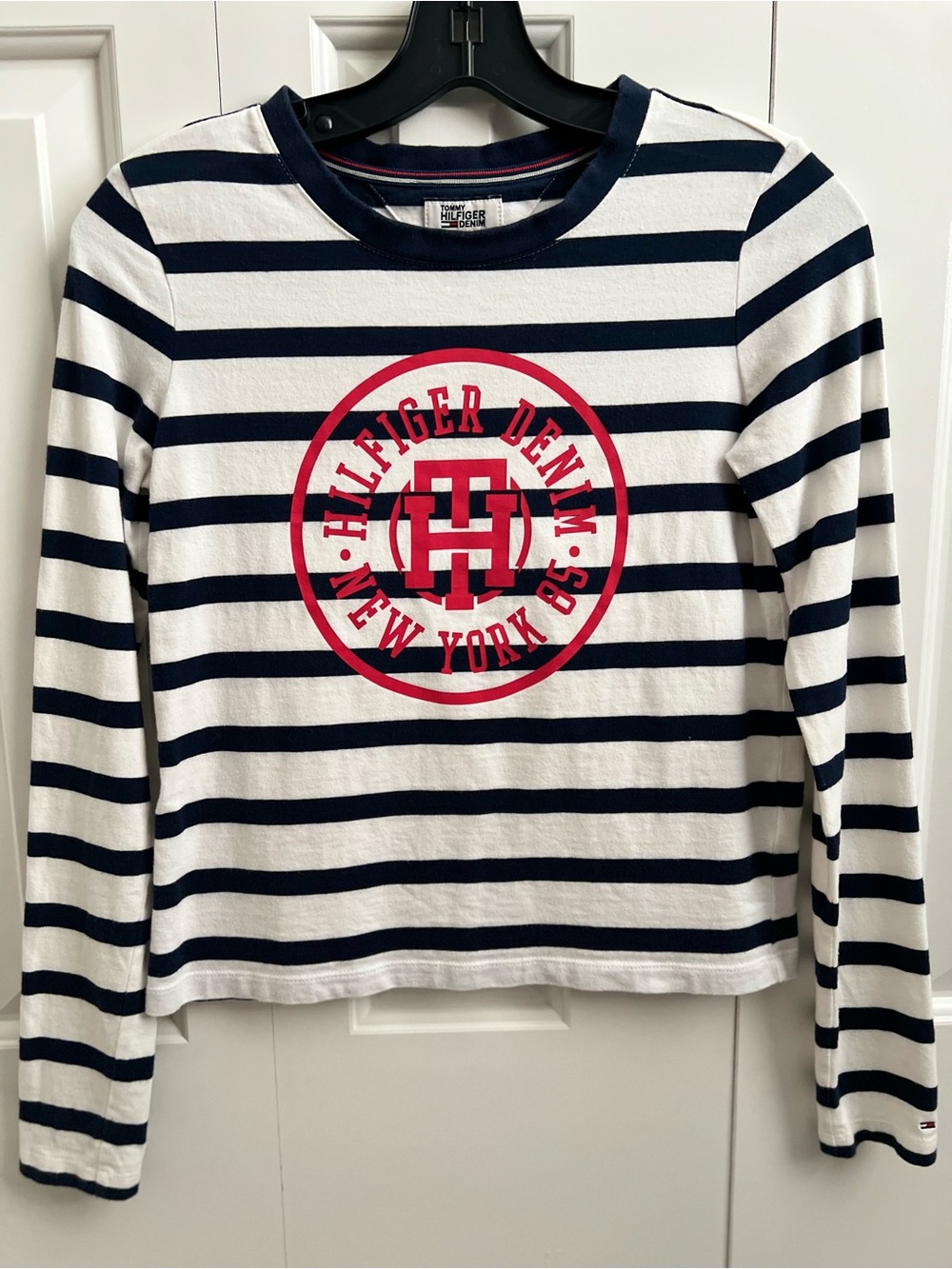 Tommy Hilfiger White Striped Long Sleeve Tee Size XXS